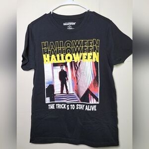 Men's Halloween Micahel Myers Trick Is To Stay Alive Graphic T-shirt, Medium